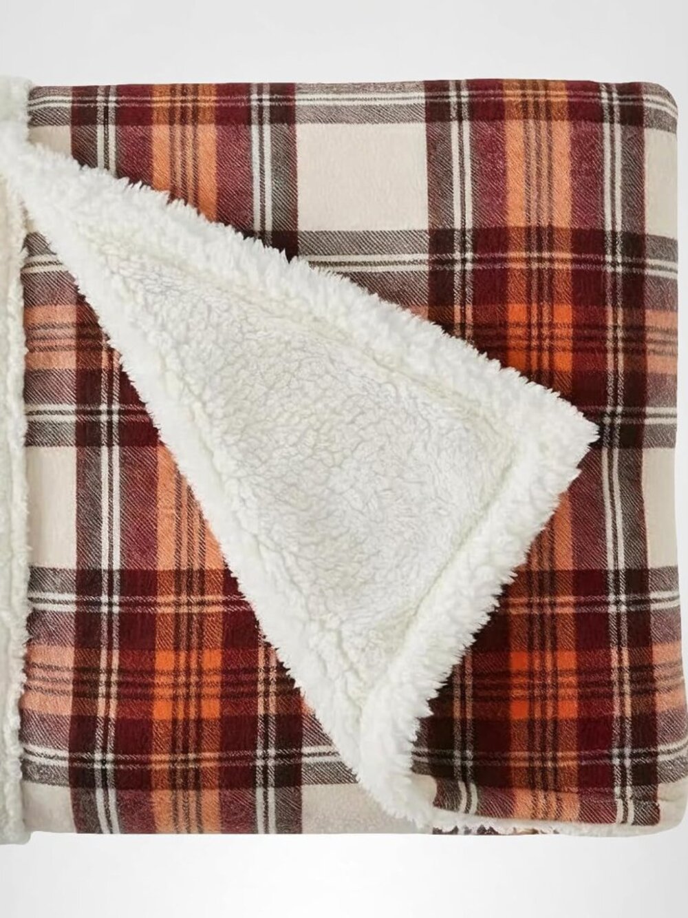 Eddie Bauer Sherpa Throw Blanket | 50x60 | In Edgewood Plaid Red | NWT